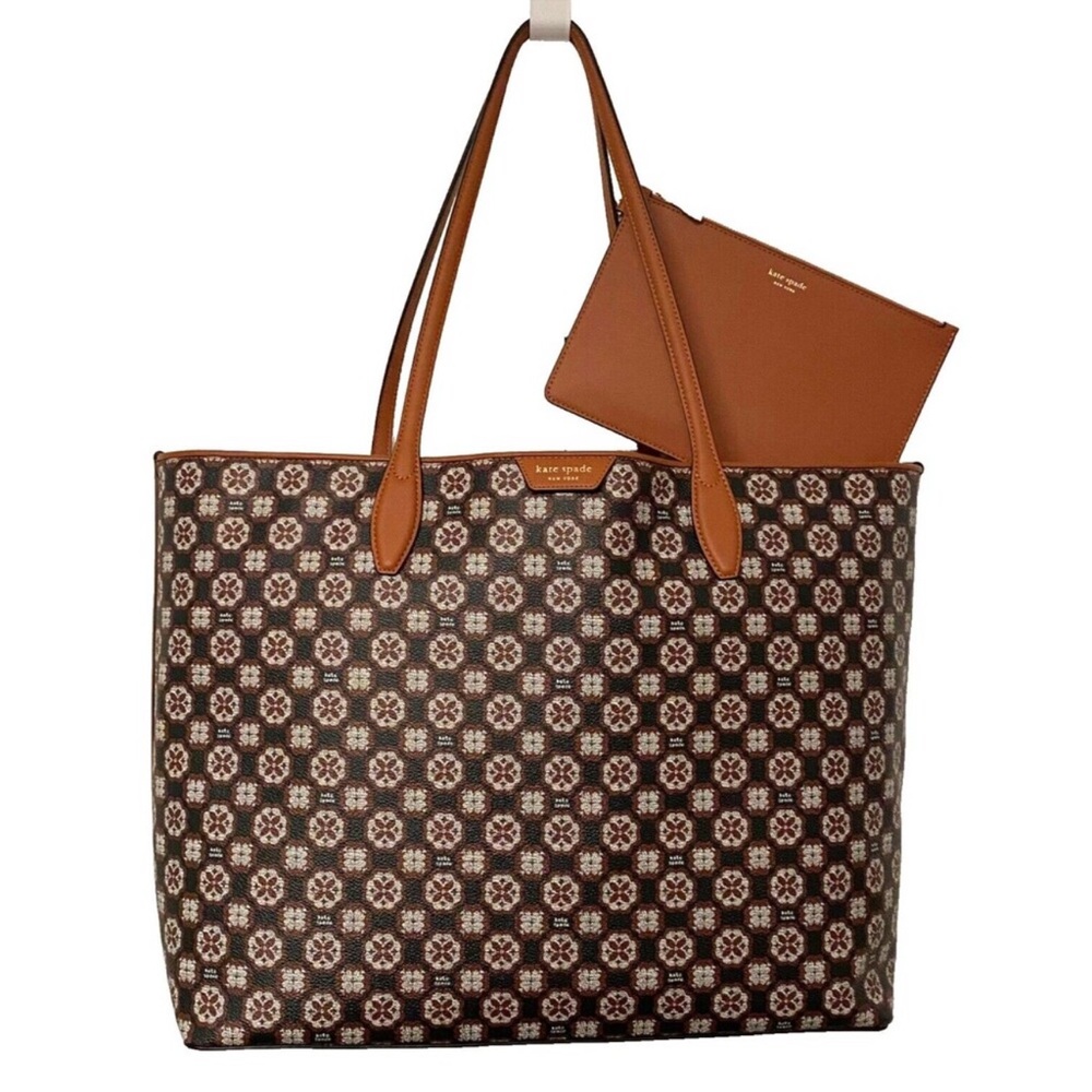 Kate Spade Brown large Tote Bag with Checkered Pattern